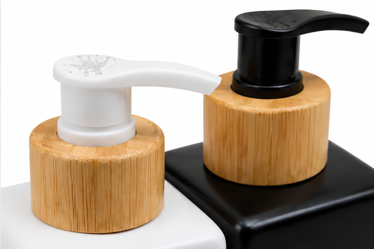 Set de 2 Dispensadores de Jabón con Bandeja de Bambú