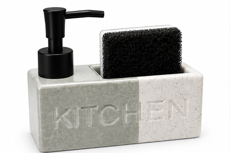 Dispensador de Jabón para Cocina con Porta Esponja 2 en 1